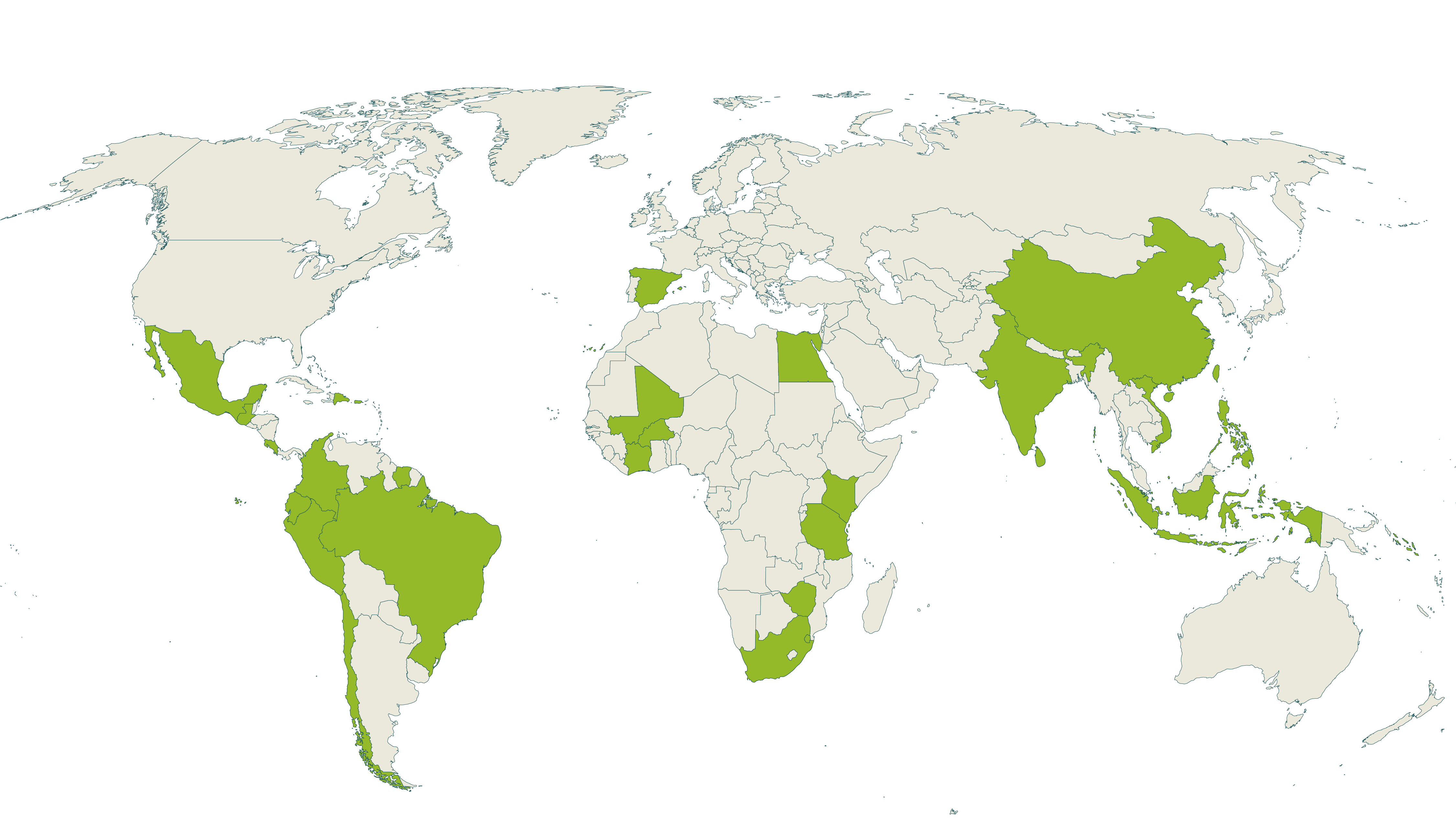 Map of current Rainforest Alliance certified fruit farms